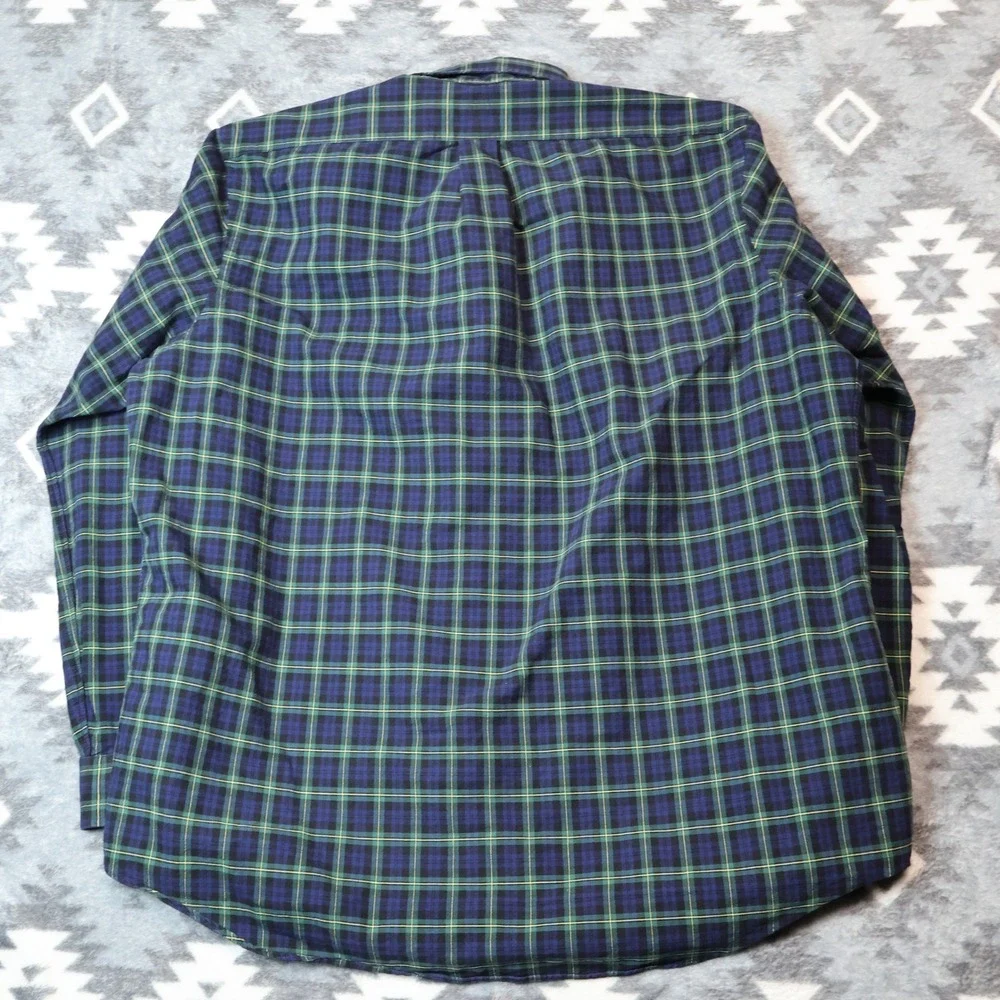 Polo Ralph Lauren Mens XXL Classic Fit Plaid Button Down Shirt Navy Green Cotton